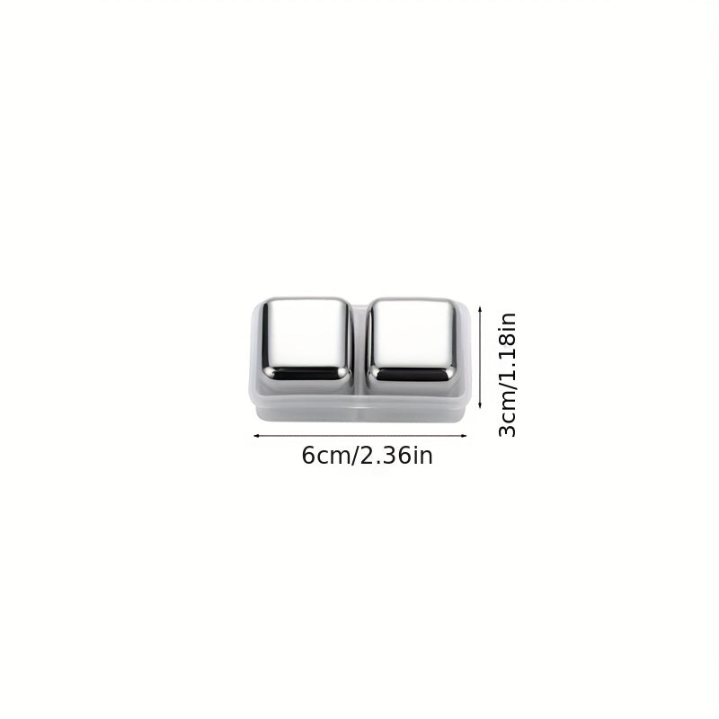 3pcs Stainless Steel Ice Cube Reusable Chilling Whiskey Stones