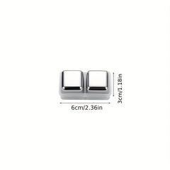 3pcs Stainless Steel Ice Cube Reusable Chilling Whiskey Stones