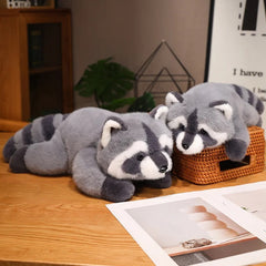 Cute Gray Raccoon Plush Toy Soft Stuffed Animal & Fur Perfect Gift