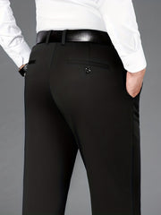 Men's Classic Solid Stretch Dress Pants for Spring Summer Business