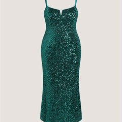  Sequin Decor Bodycon Midi Cami Party Dress