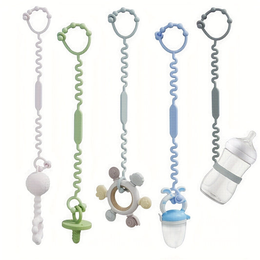 Adjustable Baby Teether Toy Harness 3 5pcs Silicone Pacifier Clips