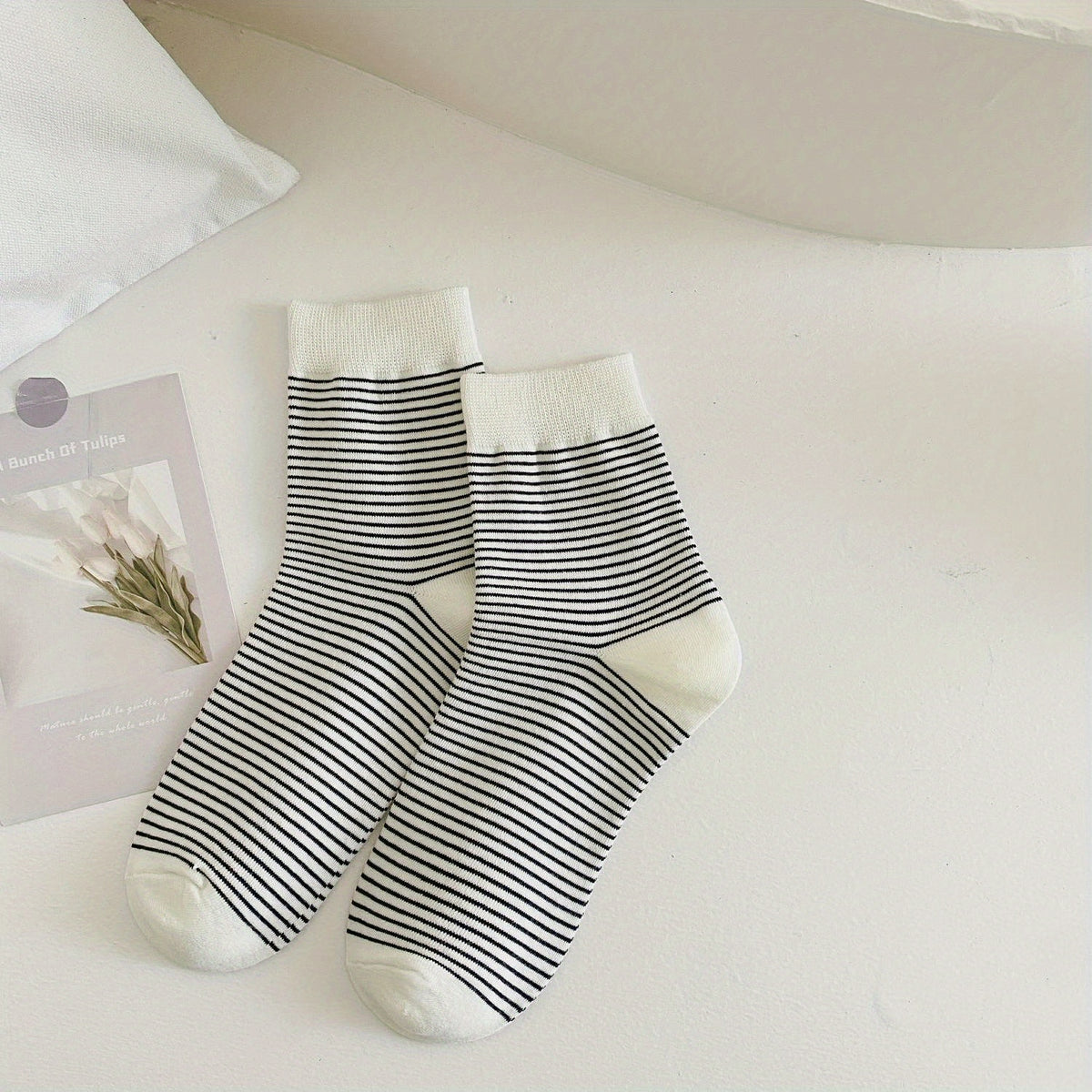 6 Pairs Striped Letter Print Socks Women's Stockings