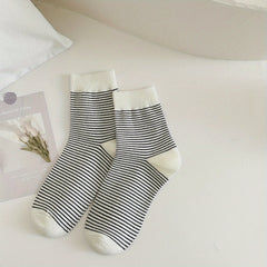 6 Pairs Striped Letter Print Socks Women's Stockings