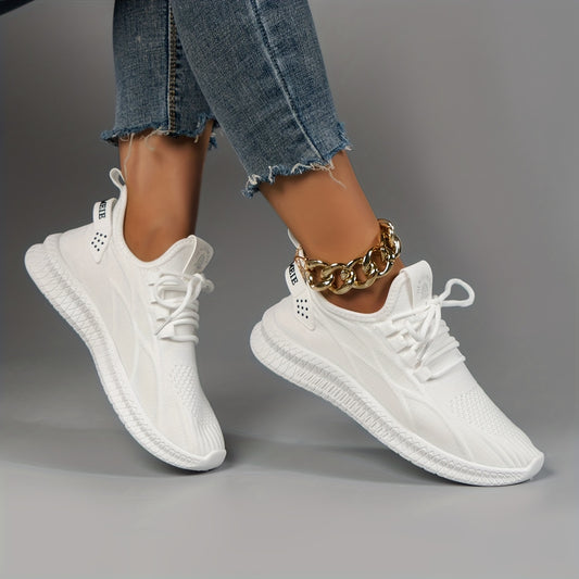 Women's Breathable Woven Sneakers Casual Lace Up Outdoor Shoes