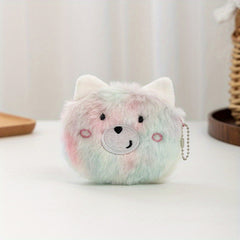 Colorful Fuzzy Plush Coin Purse with Zipper