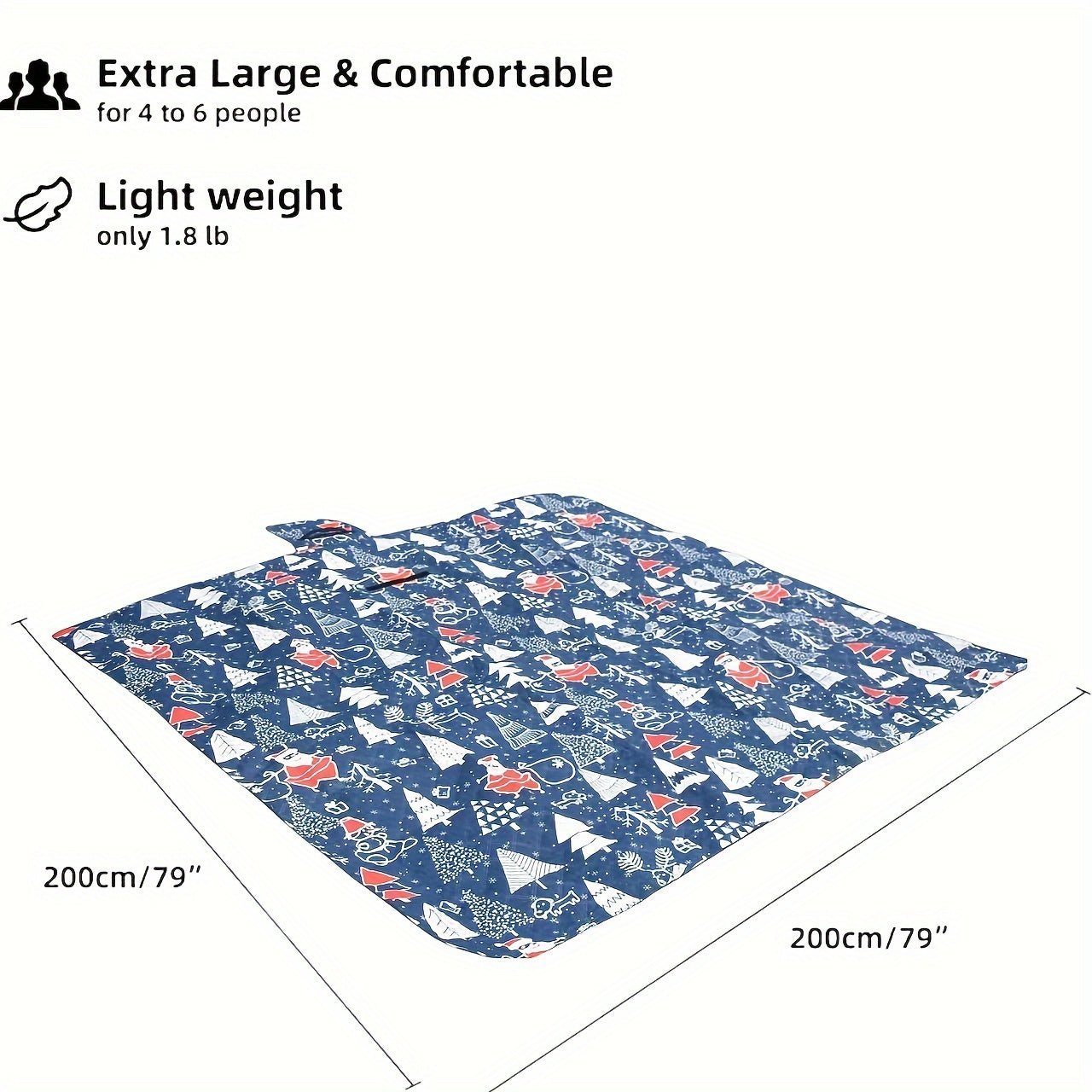 Large Picnic Blanket Christmas Style Waterproof Foldable Mat
