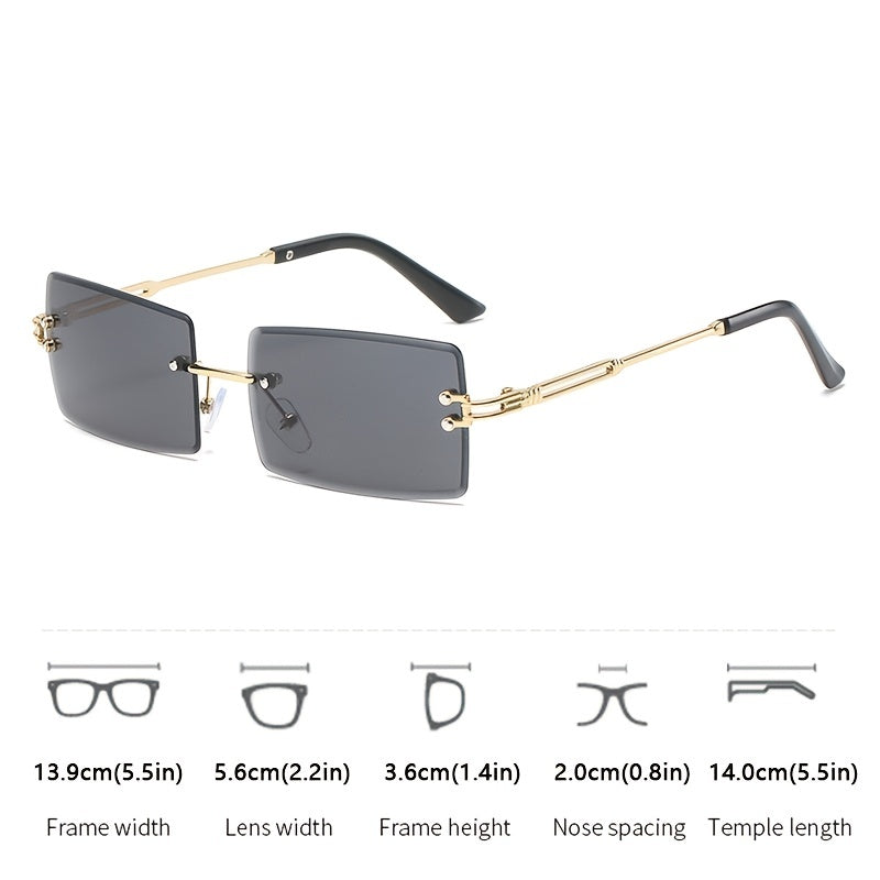 Rectangular Sunglasses Women's Rimless Glasses Y2K Holiday Accessories