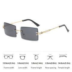 Rectangular Sunglasses for Men Frameless Cut Edge Retro Y2K Party
