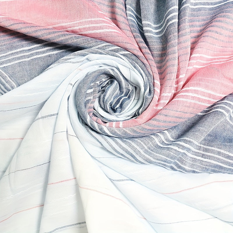 Gradient Striped Scarf Casual Frayed Edge Shawl