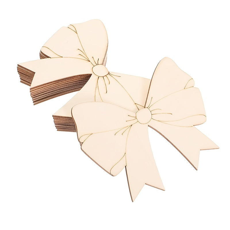 10pcs Bowknot Shaped Wooden Cutouts Wood Ornament for Crafts Projects