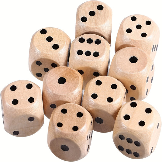 10pcs Wooden Dice 6 sided Wooden Dice For Table Game Family Party