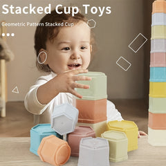 10pcs Hexagonal Stacking Cups Set for Bath and Indoor Play