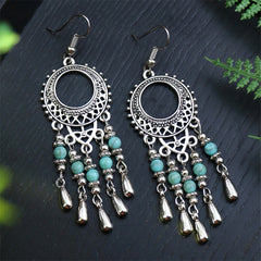Vintage Silver Turquoise Women's Dangle Earrings Boho Style