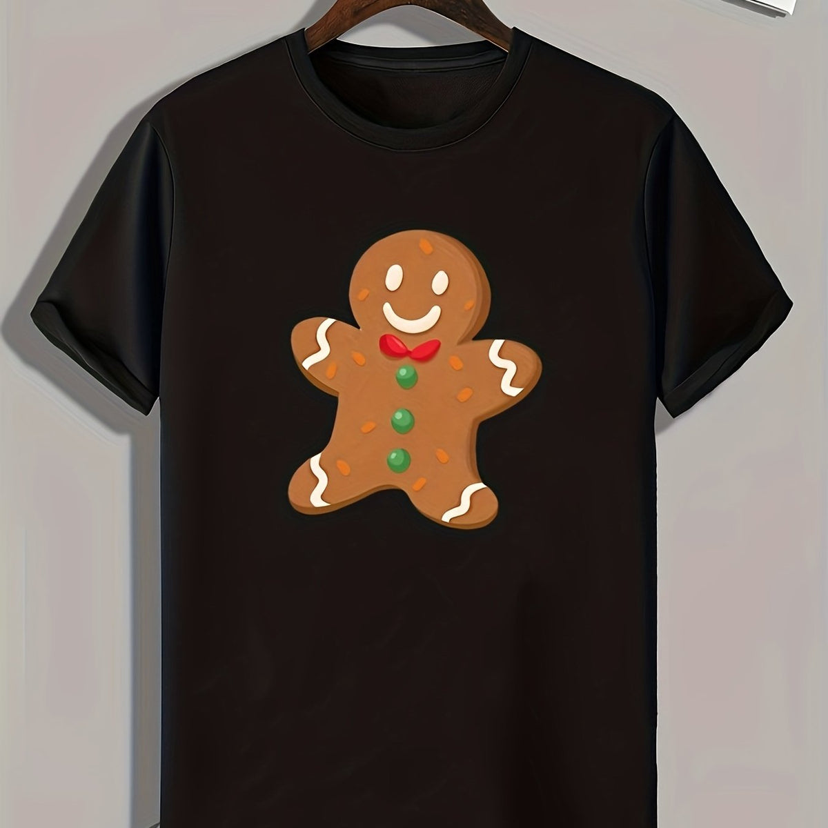 Christmas Gingerbread Man Print Men's Graphic T shirt