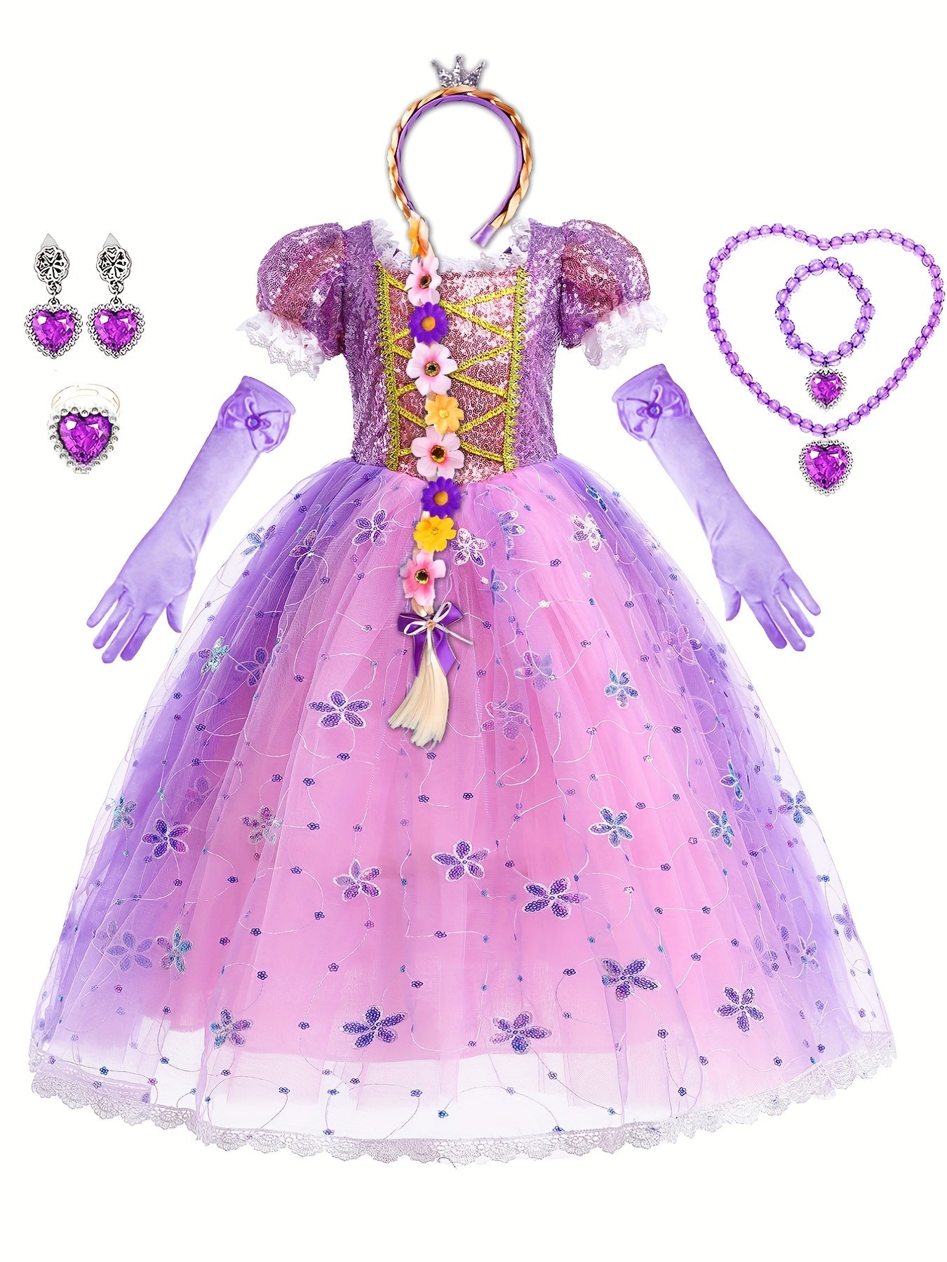 Princess Dress with Accessories Set for Party Performance