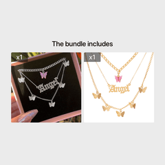 Letter & Butterfly Charm Necklace