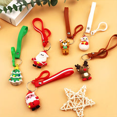 1pc Cartoon Silicone Christmas Keychain Family Party Small Gift
