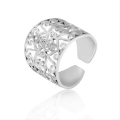 Cooltime Retro Hollow Square Rattan Pattern Stainless Steel Men's Ring