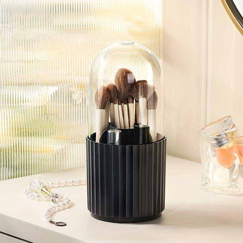 Dustproof 360 Rotating Makeup Brush Box with Pen Holder