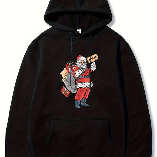 Christmas Santa Print Hoodies For Men Graphic Sweatshirt With Kangaroo Pocket