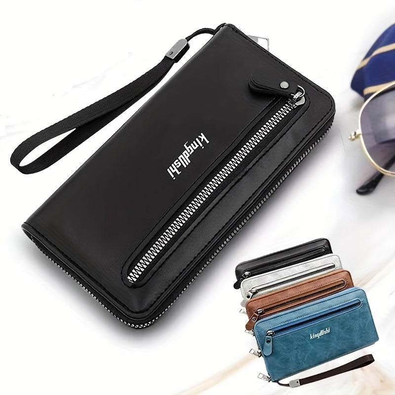 Men's Leather Long Wallet Business Clutch Bag
