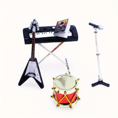 Mini Piano & Key Keyboard Set for Dollhouse Scenes