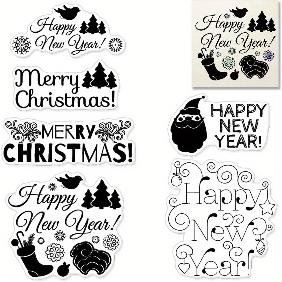 Christmas Words Clear Stamps - Xmas Theme Blessing Sentiment Emboss