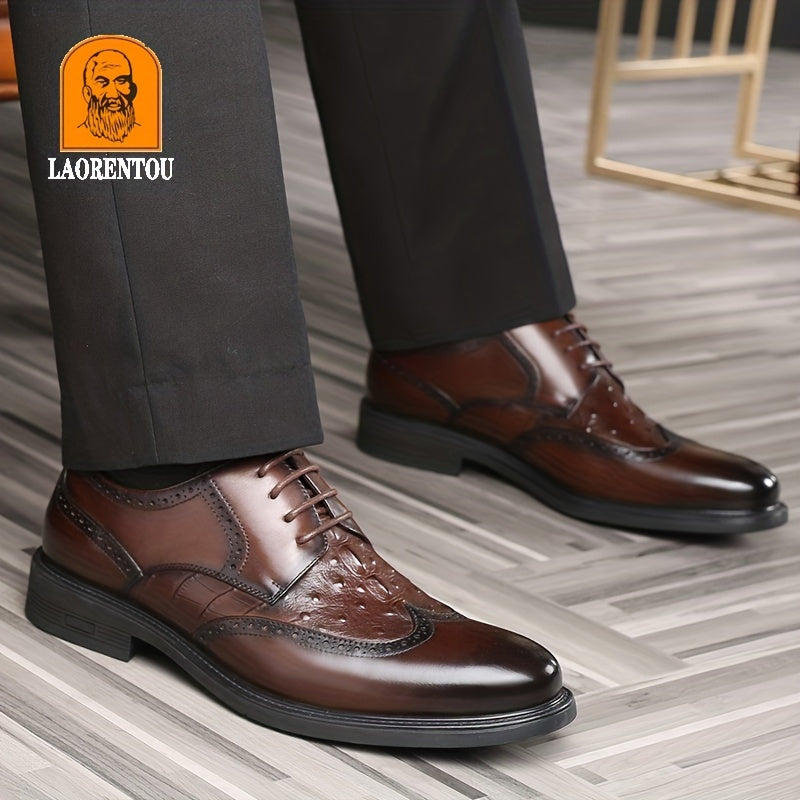 LAORENTOU Men's Brogue Leather Dress Shoes Lightweight Formal Shoes