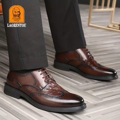 LAORENTOU Men's Brogue Leather Dress Shoes Lightweight Formal Shoes