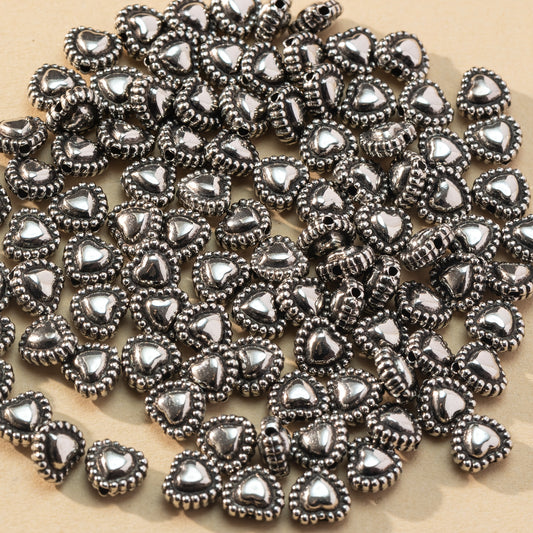 100pcs Retro Heart Beads DIY Jewelry Making Accessories