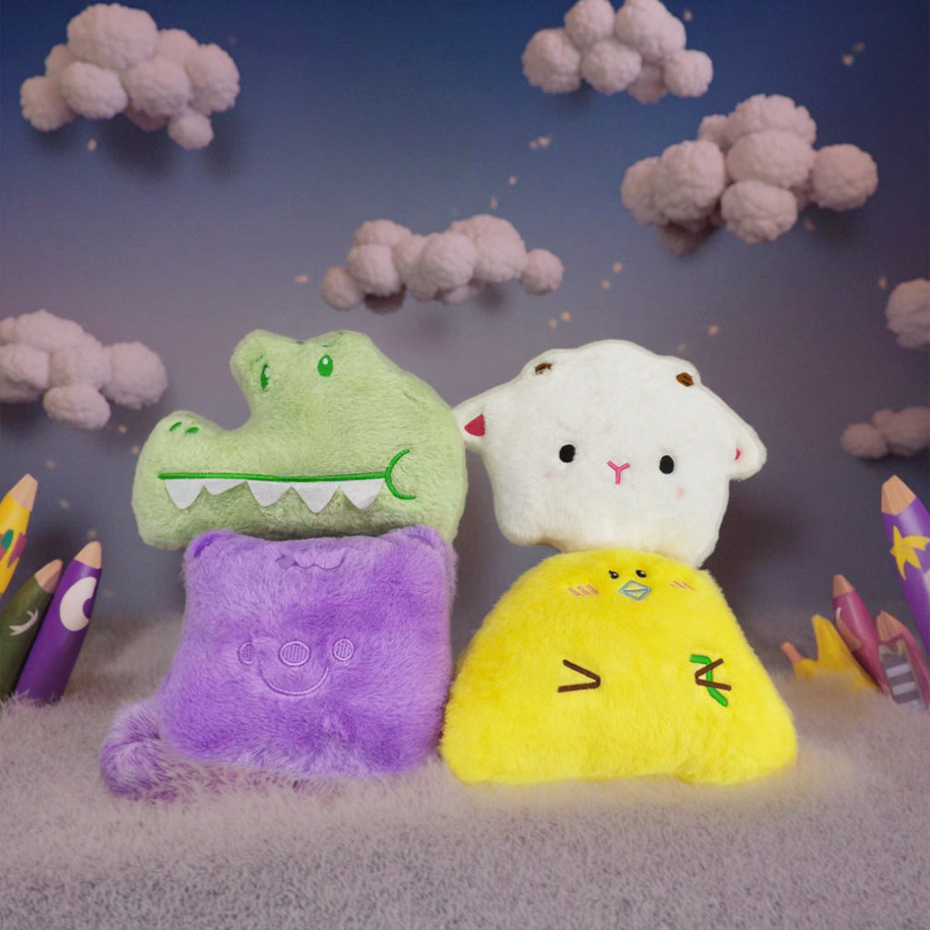4pcs Animal Family Plush Toys Bear, Sheep, Crocodile, Yellow Chick