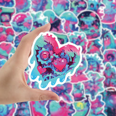 55pcs Neon Cartoon Vinyl Stickers Waterproof DIY Decals for Laptops Skateboards