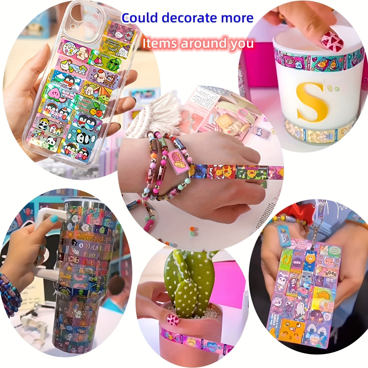 Reusable Cartoon Character Bead Stickers Mixed Craft Beads Assorted Patterns