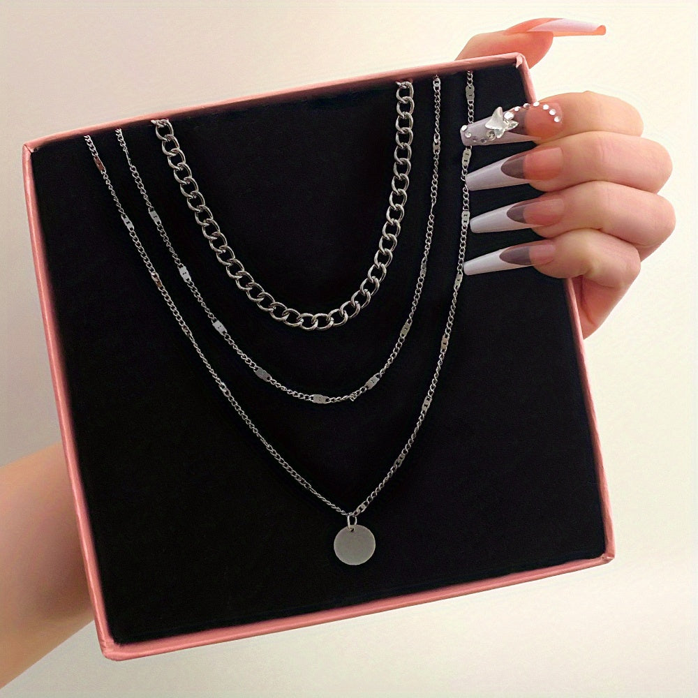 Women's Chain Disc Layered Necklace for Party