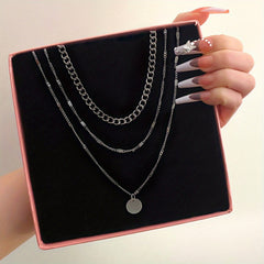 Women's Chain Disc Layered Necklace for Party