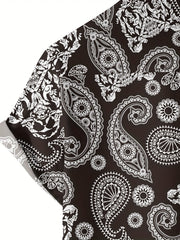 Men's Paisley Print Bowling Shirt Camp Collar Short Sleeves Hawaiian Shirt