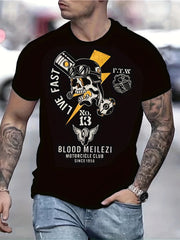 Skull Pattern Print Men's Short Sleeve Comfy T-shirt Graphic Tee