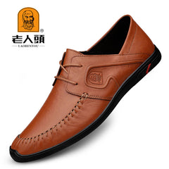 LAORENTOU Men's Leather Casual Shoes Comfortable Breathable Anti-skid