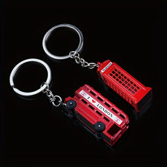 London Red Bus Phone Booth Off Road Vehicle Key Chain