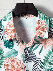 Men's Hawaiian Floral Short Sleeve Shirt for Summer Vacation