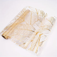 Golden Leaf Organza Metallic Table Runner for Home Kitchen Table Decoration