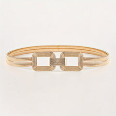 Geometric Buckle Metal Stretch Belt Golden Women's Dress Coat Waist Belt
