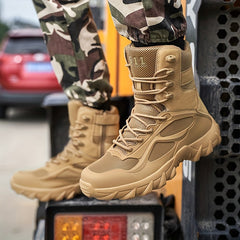 Men's Solid High Top Military Style Hiking Boots