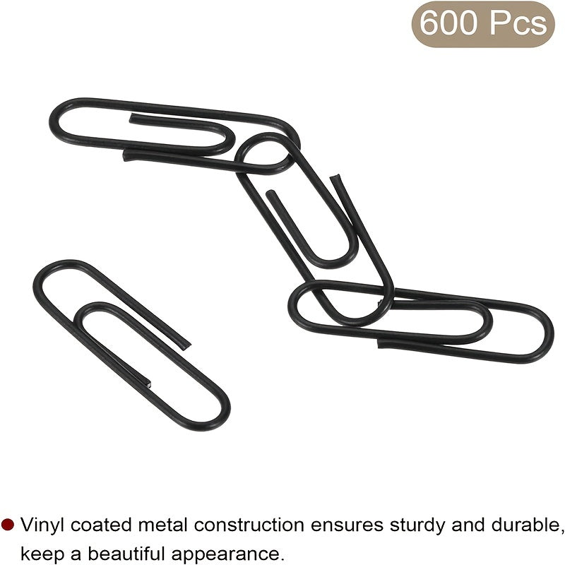 600pcs Small 1 inch Paper Clips with Box - Vinyl Coated Anti Tear