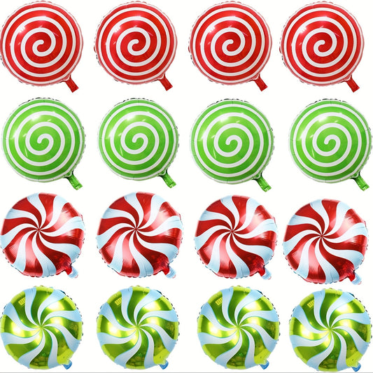 8pcs Christmas Candy Swirl Mylar Foil Balloons 45 72 Cm