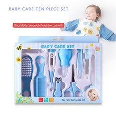 10pcs Baby Care Kit Thermometer Nasal Inhaler Safety Nail Clippers Comb Brush