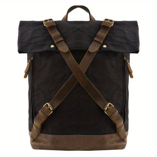 Men's Canvas Backpack Outdoor Travel School Bag Vintage Anti theft Laptop Backpa