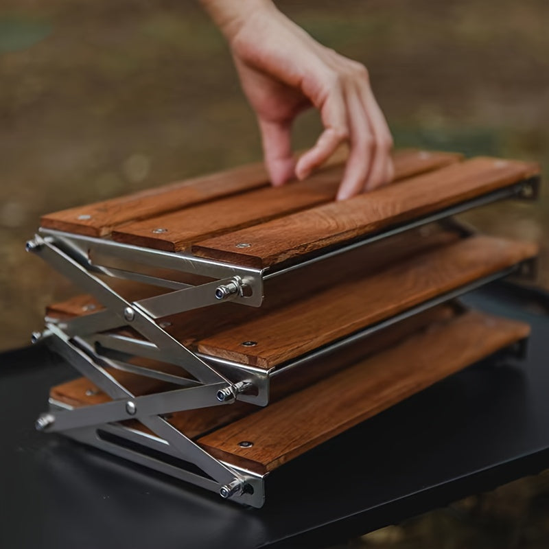Portable 3-layer Storage Rack for Outdoor Picnic Camping Barbecue