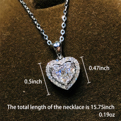 Crystal Pendant Necklace Silver Heart Chain Necklace for Women